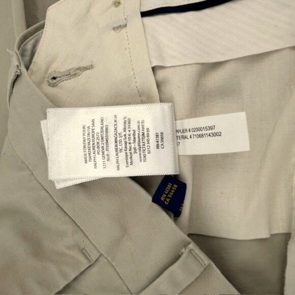 Polo Ralph Lauren Stretch Slim Fit Chino Pants 33x30 Flat Front Khaki Beige - Picture 6 of 9